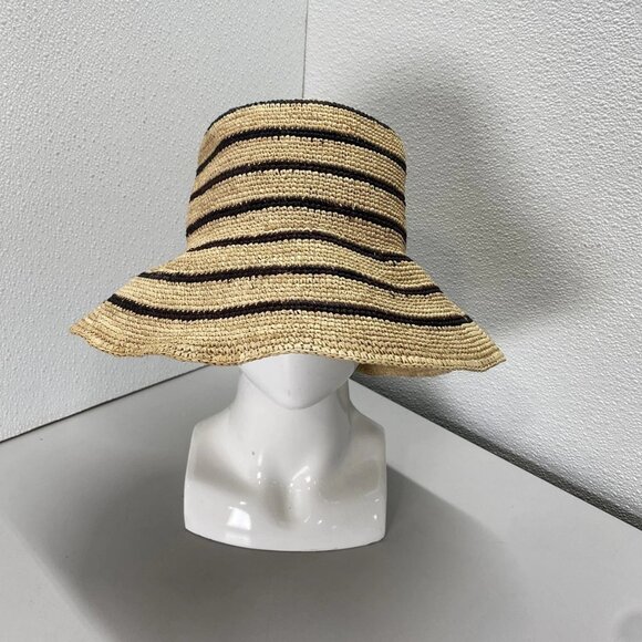 Vince Women’s Striped Woven Straw Bucket Hat - Picture 1 of 9